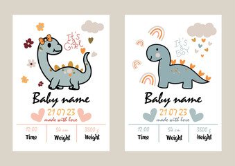 baby shower invitation templates with cute dinosaurs, happy birthday card with dino, birthday party invitation with cute dinosaur
