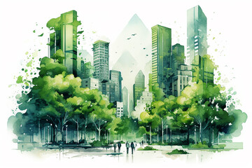 Obraz premium Building with plants. Ecology and green living in city. Generative AI