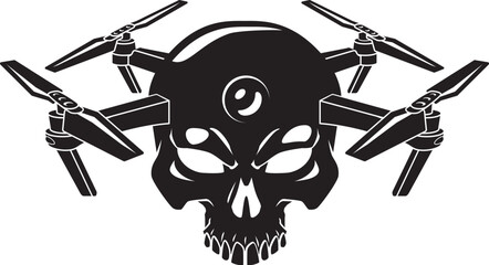 Human skull unmanned aerial vehicle drone illustration