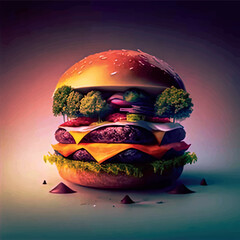  Generative AI Created Barger. Technology fresh tasty burger isolated on white background