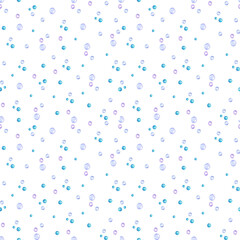 Fototapeta na wymiar Hand drawn watercolor blue and purple beads seamless pattern isolated on white background. Can be used for textile, fabric, gift-wrapping.