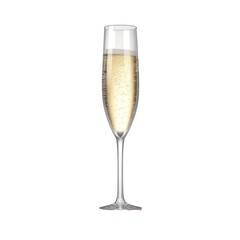 Champagne wine flute isolated on transparent background. Generative AI.