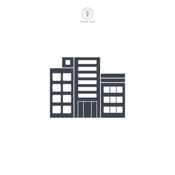 Hospital icon vector portrays a simplified medical institution, symbolizing healthcare, treatment, emergency services, and wellbeing
