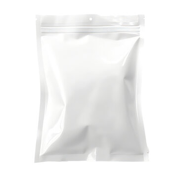 White plastic pouch bag isolated on transparent background. Generative AI.