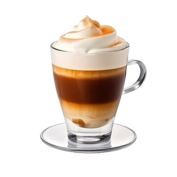 Viennese coffee or espresso con panna isolated on transparent background. Generative AI.