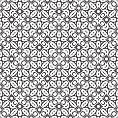 Luxury ornamental mandala design background in black and white colour. Seamless vector background. The geometric pattern by stripes, lines, rhombuses.