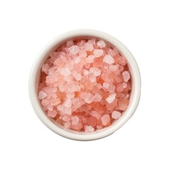 Fototapeta na wymiar Pink Himalayan fine salt in white bowl isolated on transparent background. Generative AI.