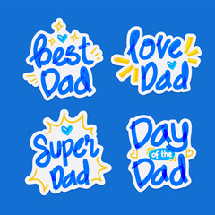 Obraz premium Fathers Day Hand Drawn Badge Sticker Set