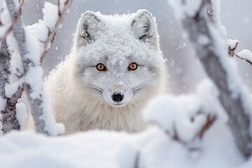 Obraz na płótnie Canvas Arctic Fox in Snow Frozen Landscape Resident