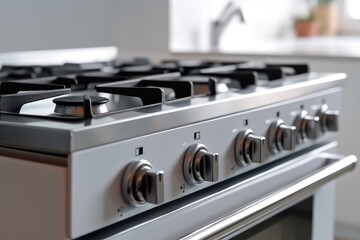 Gas stove close-up. Home and cooking concept AI generated