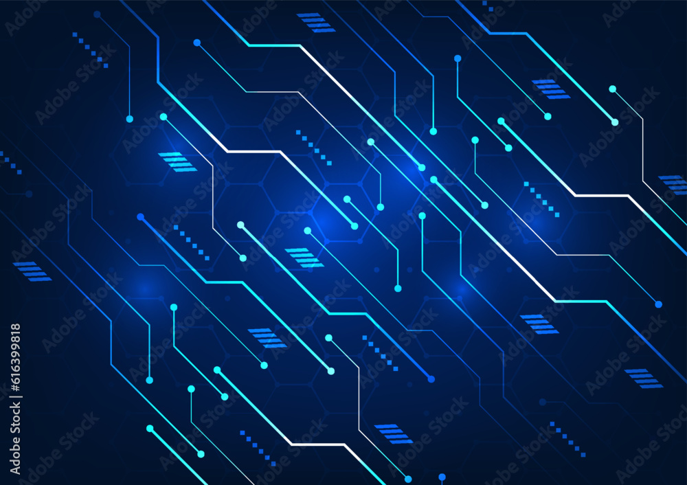 Poster technology circuit board background with elements the connection of the technology circuit is the on