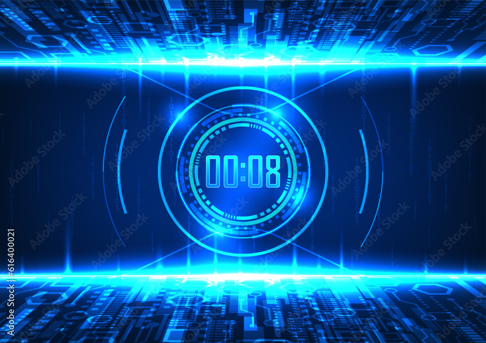 Poster technology time with code background technology circle the concept of large data transmission throug