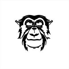 monkey head vector illustration image. linear style