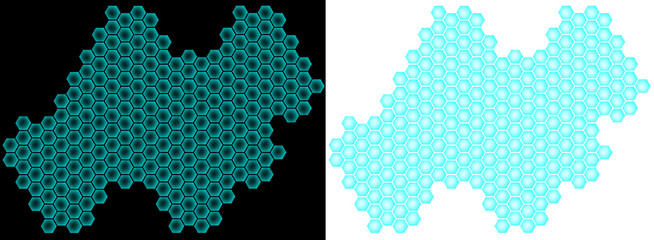 hexagon hologram blue light transparent background