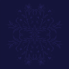 Blue Symmetric Floral Seamless Pattern Design