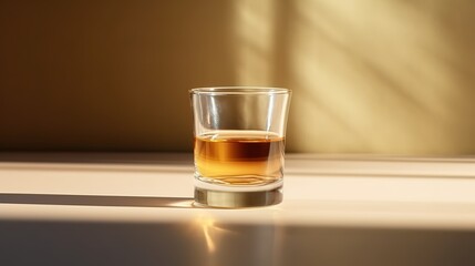 Glass cup tea table shadow generative ai