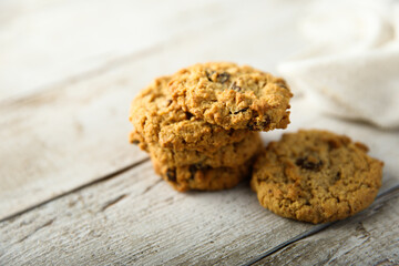 Oatmeal cookies with hazelnut and raisins