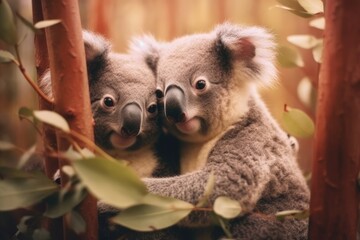 Obraz premium Cuddly Koalas Snuggly Eucalyptus Lovers