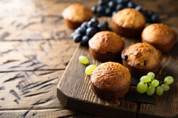 Homemade muffins with raisins