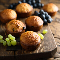 Homemade muffins with raisins