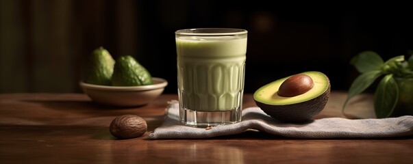 Naklejka na ściany i meble avocado and a glass of avocado juice