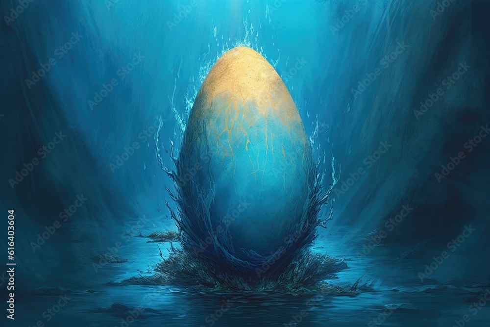Poster a picture of an egg floating in the sea as an example