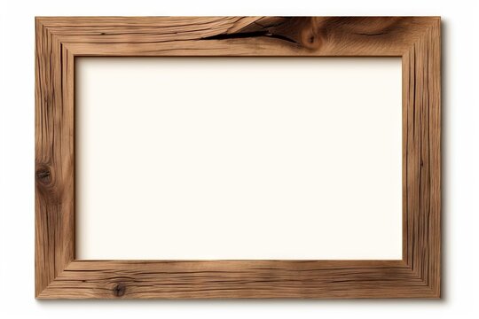 Picture perfect. Abstract modern vintage design in decorative classic old wooden frame on white background isolated