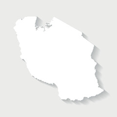 Simple white Tanzania map on gray background, vector