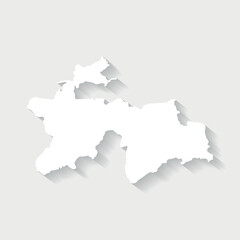 Simple white Tajikistan map on gray background, vector