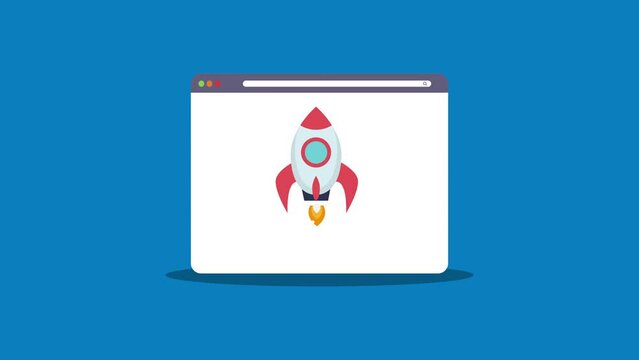 rocket start up and web browser window animation.