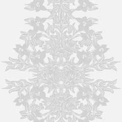 Monochrome Symmetric Floral Seamless Pattern Design