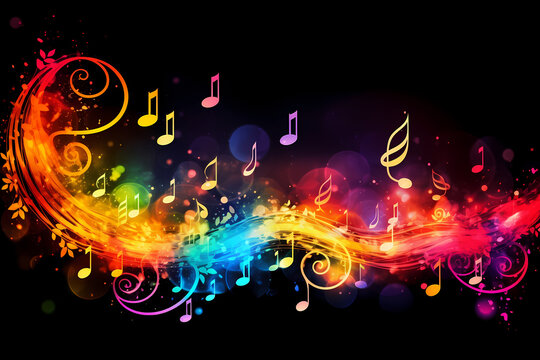 Colorful music background with musical notes