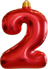 3D Render Two 2 Number Red Foil Balloon