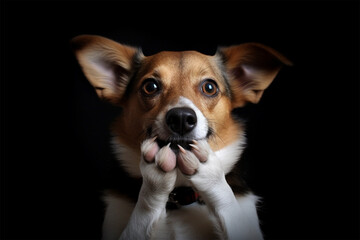 Generative AI.
a dog with his hand in his mouth