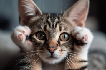 Generative AI.
a cute cat with a hand on the cheek
