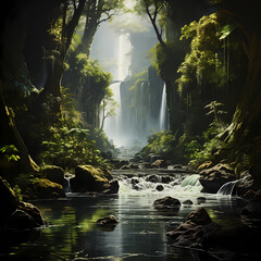 "Aqua Symphony: Harmonizing with the Rhythmic Flow of Ethereal Waterfalls"