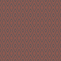 Vector geometric seamless pattern. Abstract graphic background with diamonds, rhombuses, grid. Red and brown color. 1970s - 1980s style ornament. Repeat retro vintage geo design for decor, textile