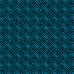 Simple geometric seamless pattern. Vector abstract texture with diagonal grid, lattice, lines, squares, rectangles, stripes. Subtle modern background. Geo ornament. Repeat minimal design. Teal color