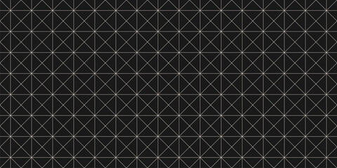 Vector minimalist geometric seamless pattern with thin lines, square grid. Subtle black and white texture with squares, triangles. Dark minimal monochrome background. Simple repeat wide geo design