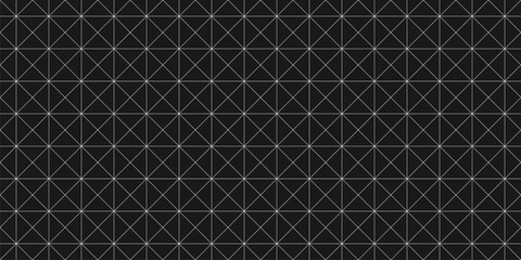 Vector minimalist geometric seamless pattern with thin lines, square grid. Subtle black and white texture with squares, triangles. Dark minimal monochrome background. Simple repeat wide geo design