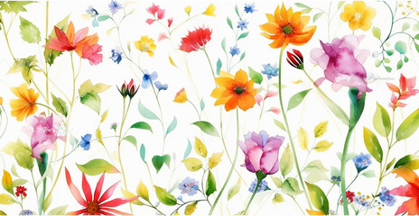 a watercolor painting of flowers on a white background. Generative AI