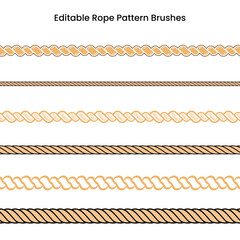 Seamless rope pattern brushes editable template © RACCOON
