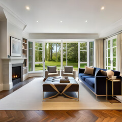Fototapeta premium modern living room with fireplace