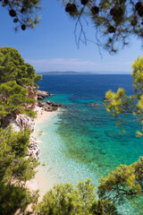 Fototapeta na wymiar Beautiful cost of Hvar Island in Croatia, perfect place for summer vacations