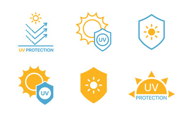 Set of UV Protection Related Vector Line Icons. Vector set of sun protection line icons. UV protection for skin. Icons for sunscreen products or other skin cosmetics
