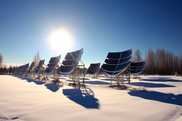 New energy solar photovoltaic panels under morning sun Generative AI