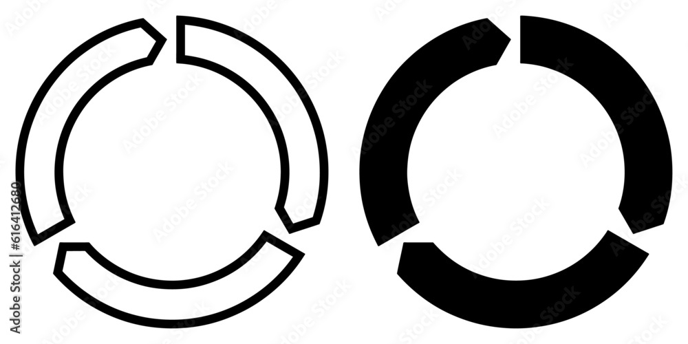 Poster ofvs381 outlinefilledvectorsign ofvs - circle arrow vector icon . circle with 3 parts . isolated tra
