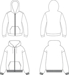 illustration of zipper hoodie. zipper hoodei mockup © Bayurey