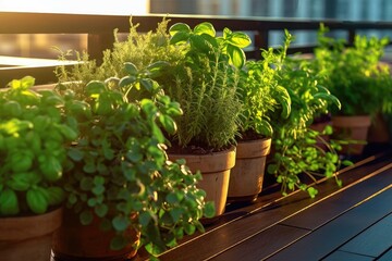 herbs plants  in pots