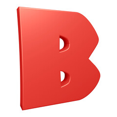 Red alphabet letter b in 3d rendering for education, text concept